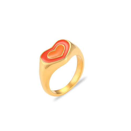 siegelring damen gold mit orange Herz