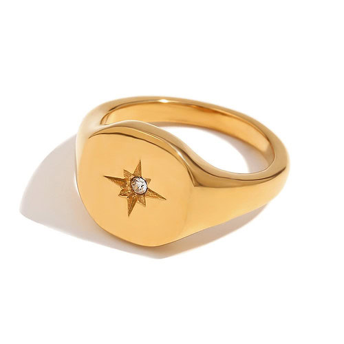 Eckige Siegelring gold mit Stern