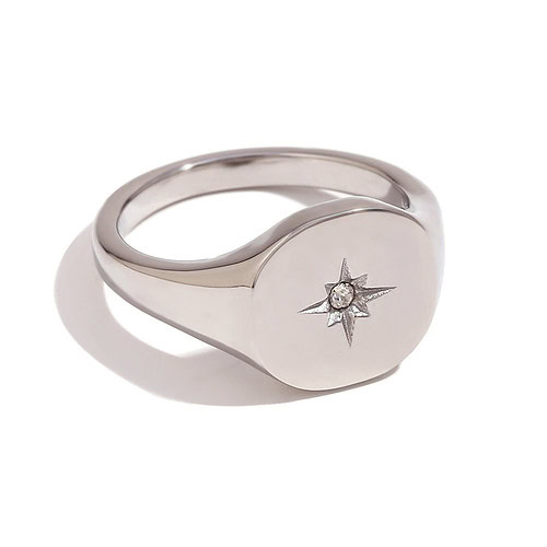 Eckige Siegelring silber mit Stern