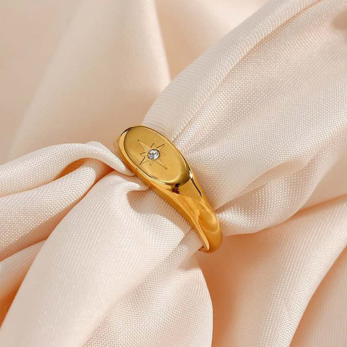 Oval signet ring gold damen mit Stern