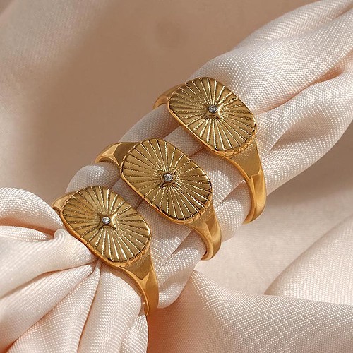 Eckig signet ring gold damen mit Stern