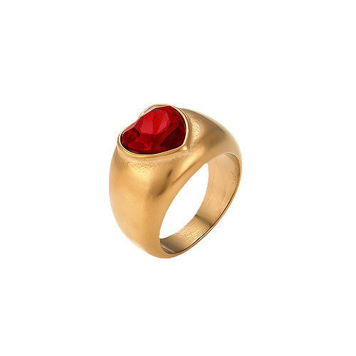 gold signet Ring Vintage mit Rot Heart