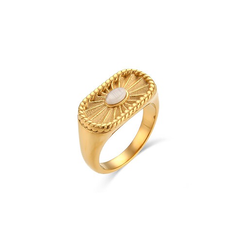 Stripe signet Ring mit steinen Katzenaugenstein