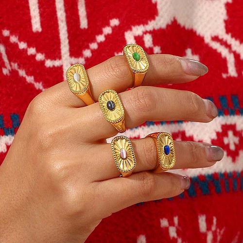 Stripe signet Ring gold damen mit steinen