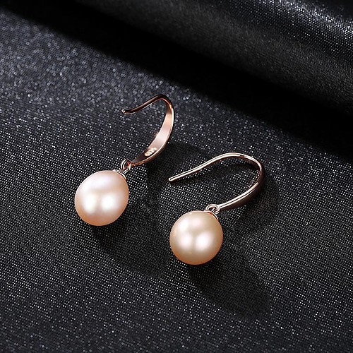 damen Ohrringe Rosegold hängend mit Süßwasserperlen