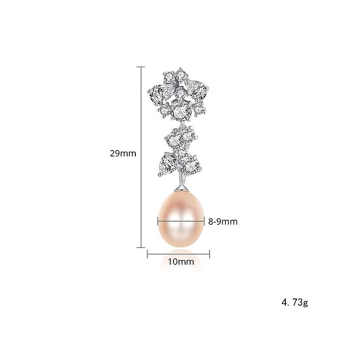 Zirkonia silber ohrringe damen mit Süßwasserperlen