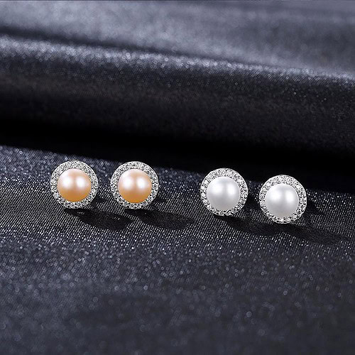 Silber Ohrringe Stecker damen mit Perlen