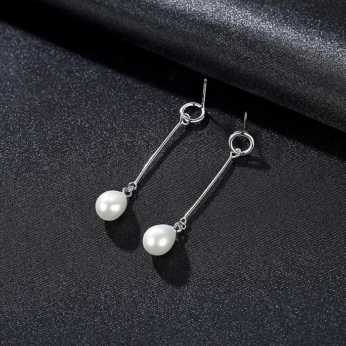 Damen Silber Ohrringe mit Perlen