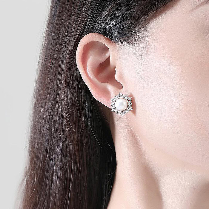 Schneeflocken Perlen Ohrringe Stecker damen