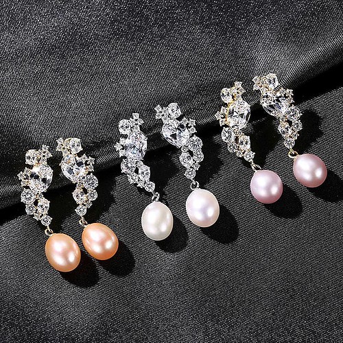 silber ohrringe damen mit Rosa Perlen