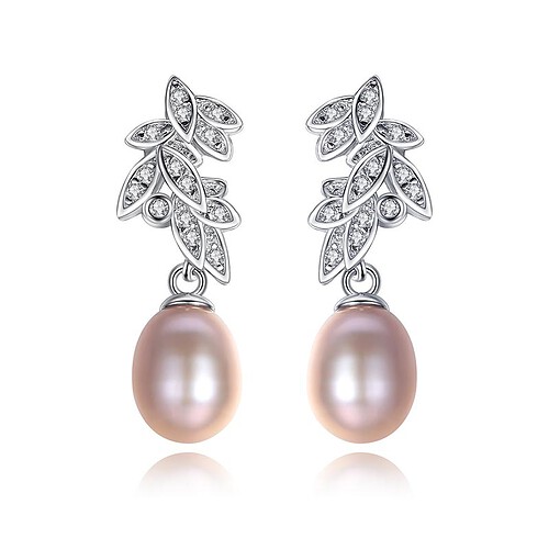 8mm Rosa Süßwasserperlen Ohrringe