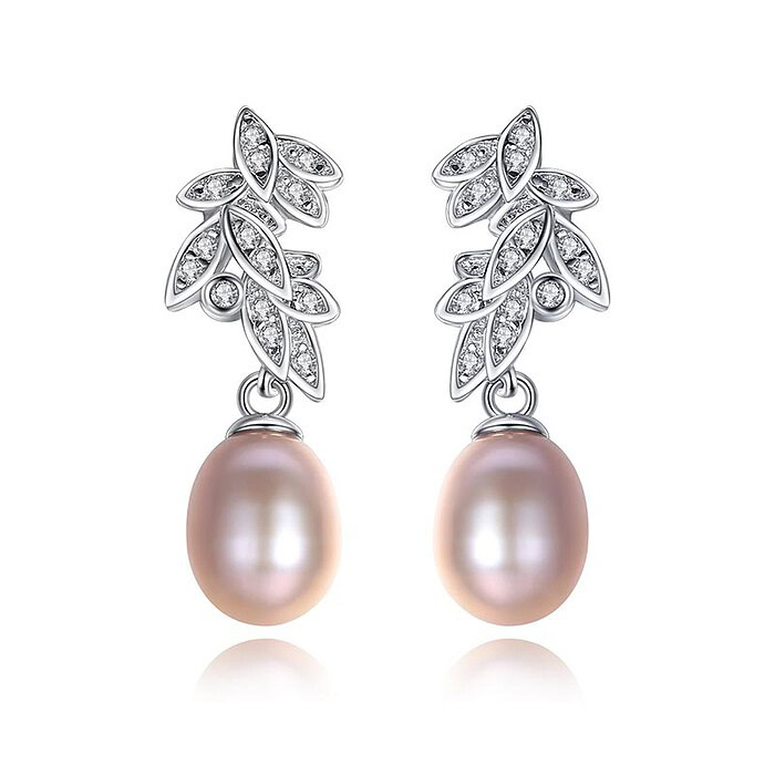 8mm Rosa Süßwasserperlen Ohrringe