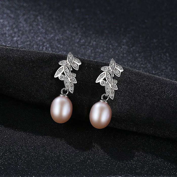 8mm Rosa Süßwasserperlen Ohrringe