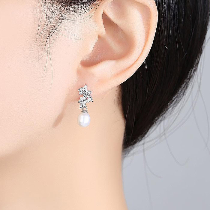 8mm Rosa Süßwasserperlen Ohrringe