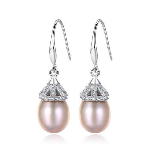 8mm Lavendel Süßwasserperlen Ohrringe