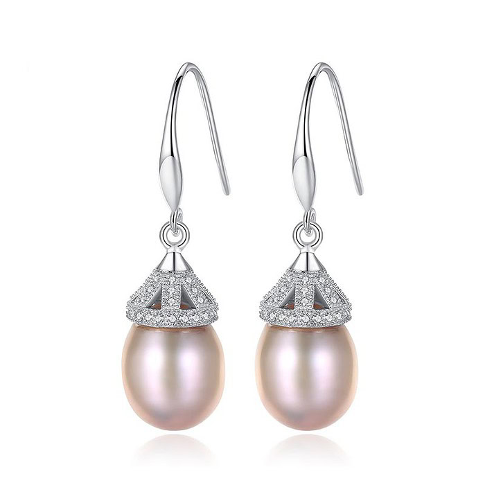 8mm Lavendel Süßwasserperlen Ohrringe