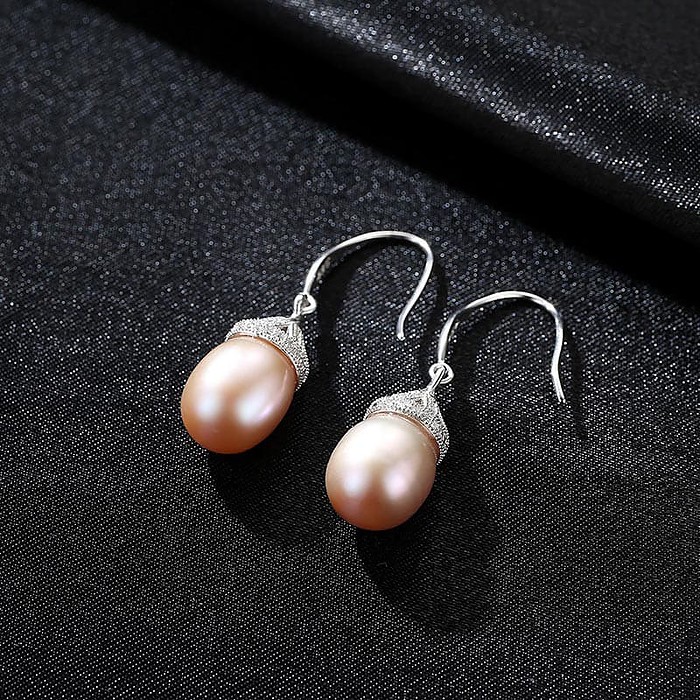 8mm Lavendel Süßwasserperlen Ohrringe