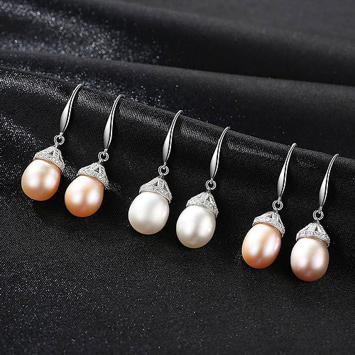 8mm Lavendel Süßwasserperlen Ohrringe