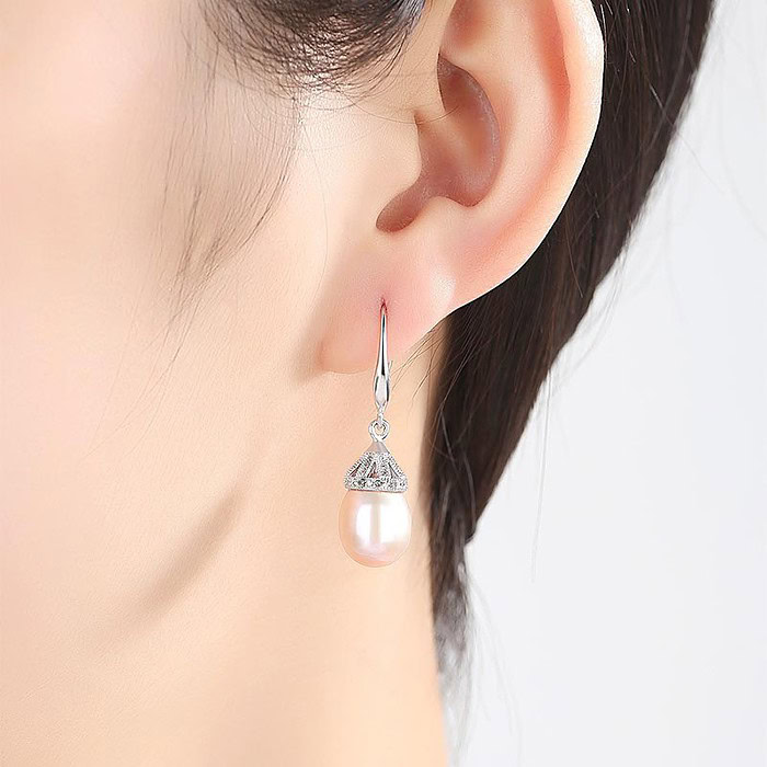 8mm Lavendel Süßwasserperlen Ohrringe