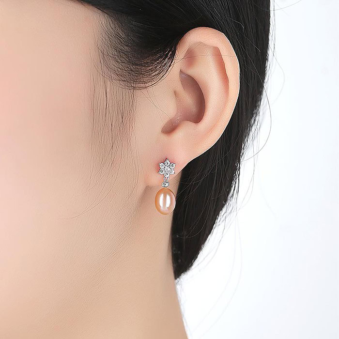 Blumen Ohrringe silber mit Zirkonia
