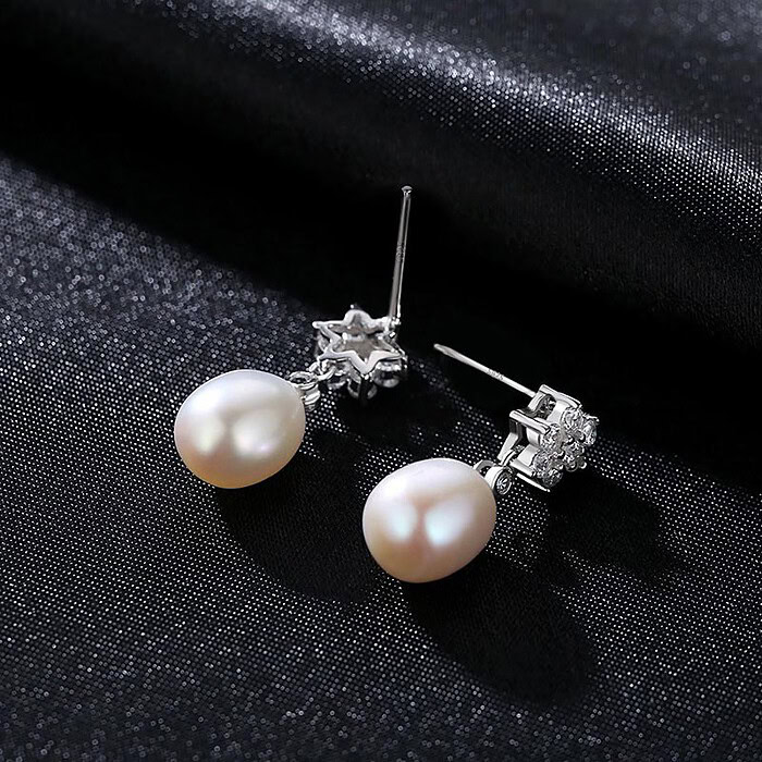 Blumen Ohrringe silber mit Zirkonia