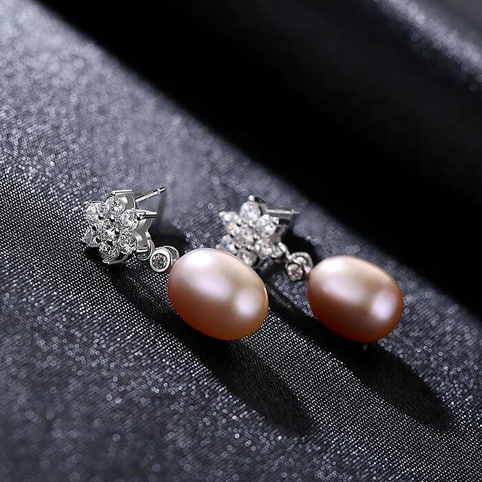 Blumen Ohrringe silber mit Zirkonia
