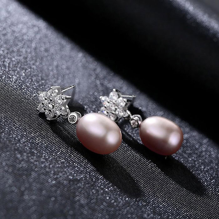 Blumen Ohrringe silber mit Zirkonia