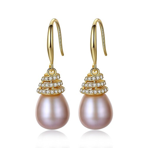 Lavendel Perle Ohrringe silber mit Zirkonia