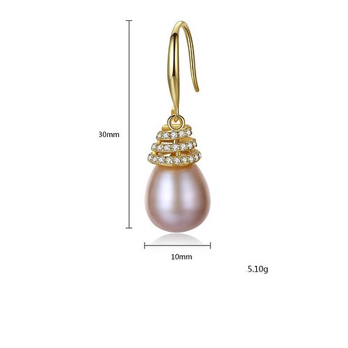 Lavendel Perle Ohrringe silber mit Zirkonia
