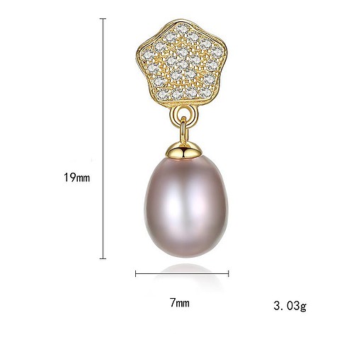 goldene Ohrringe mit Lavendel Perlen