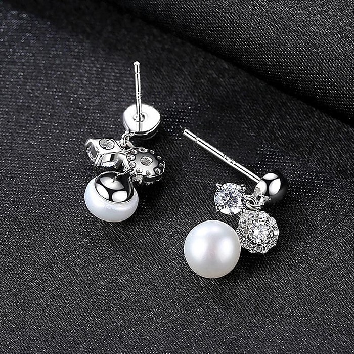 Perlen Ohrringe Silber mit Zirkonia