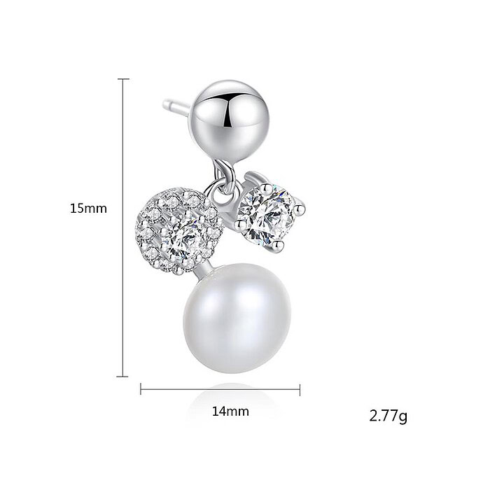 Perlen Ohrringe Silber mit Zirkonia