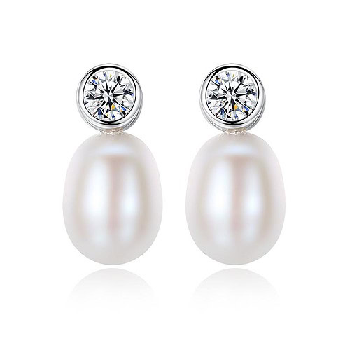 Ohrringe oval Perlen Silber