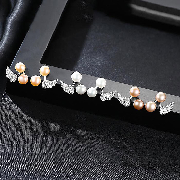 Engelsflügel ohrringe silber mit Perlen