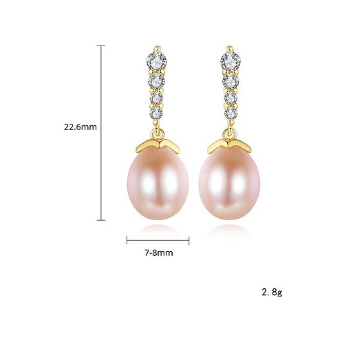 Oval Perlen Ohrringe mit Zirkonia
