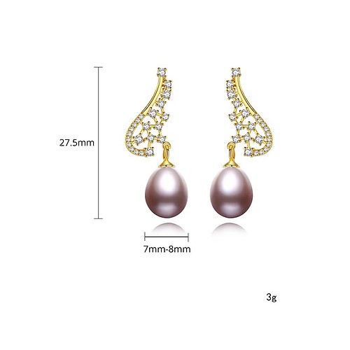 hochwertige Statement Ohrringe gold mit Lavendel Perlen