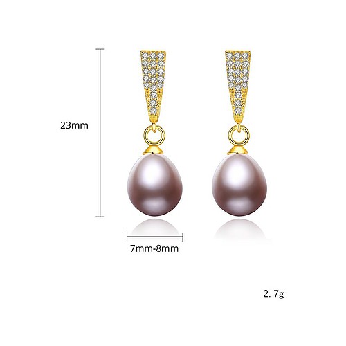 hochwertige Statement Ohrringe gold mit Lavendel Perlen