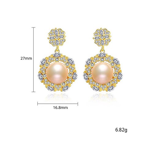 damen Ohrringe pink gold Perlen