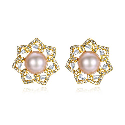 Blumen ohrringe stecker Pink Perlen