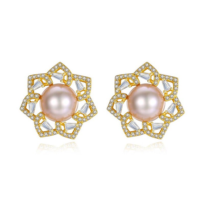 Blumen ohrringe stecker Pink Perlen