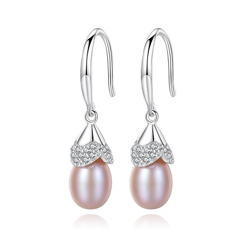 Damen Ohrringe hängend silber mit Lavendel Perlen