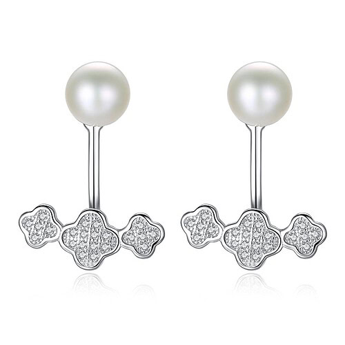 Statement ohrringe Stecker silber mit Perlen