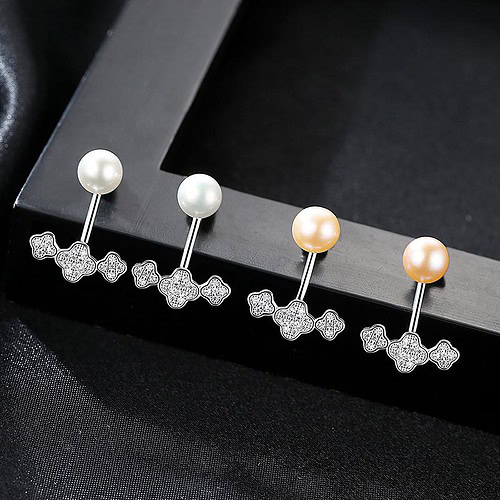 Statement ohrringe Stecker silber mit Perlen