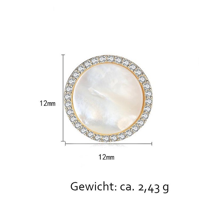 Rund Muschel Ohrringe Stecker mit Zirkonia