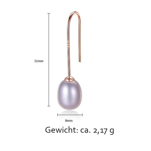 Damen Lavendel Süßwasserperlen Ohrringe silber