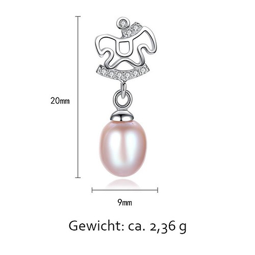 Pferde Ohrringe Silber mit Perlen