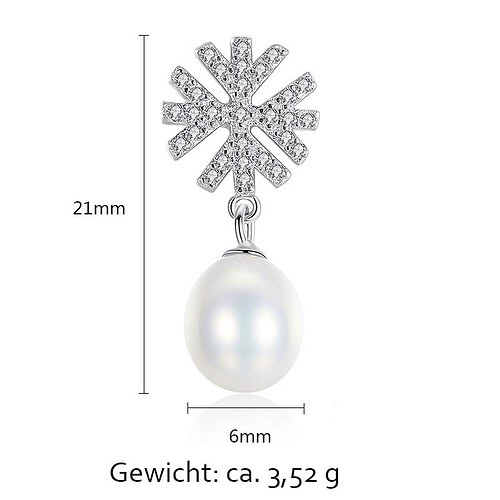Schneeflocken Ohrringe Silber mit Perlen