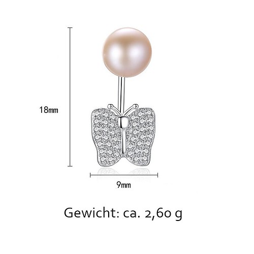 Silber Schmetterling Ohrringe stecker mit Perlen