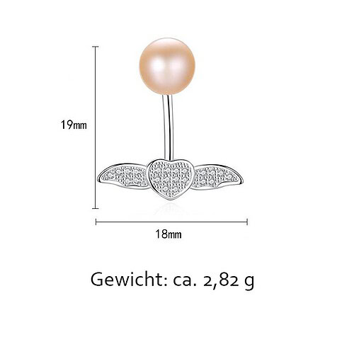 Flügel Ohrringe Stecker mit Süßwasserperlen
