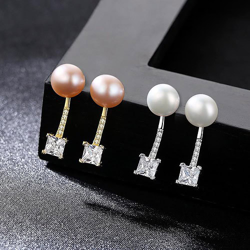 Zirkonia Ohrringe Stecker mit Perlen